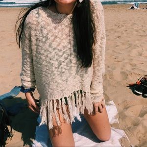 Fringed light sweater
